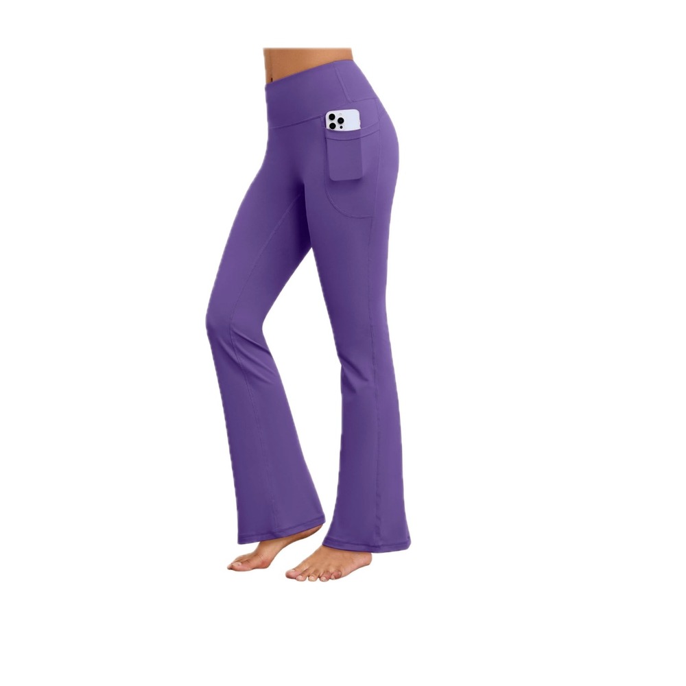 Women's S Flare Yoga Pants with Pockets Wide Leg Tummy Control Flared Workout Le